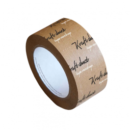 Papieren tape 50 mm x 50 mtr bruin 1 kleur bedrukt