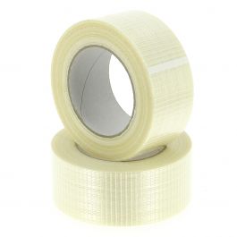 Tape versterkt 50 mm x 50 mtr wit overlangs