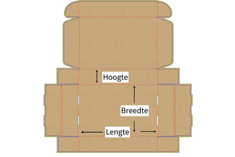 Lengte breedte hoogte van stanstekening